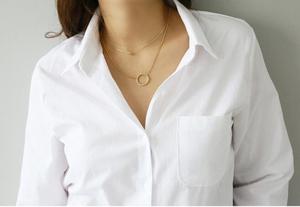 Women's Formal Cotton Twill Dot Pattern Luxury Long Sleeve Button Down Collar <b>Party</b> Dress <b>Shirt</b> - Product Image 4