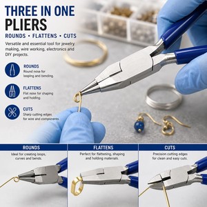 Three in One Jewelry <b>Pliers</b> Round Flatten Cut Wire <b>Multi</b> Function Jewelry Making <b>Tool</b> ZetomedPro - Product Image 4