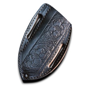 ปลอกมีดแพนเค้กทำมือ หนังวัวแท้ แบบพกพาแนวนอน สำหรับมีดพับ  ใส่เข็มขัดได้ EDC MOQ ต่ำ - Product Image 1