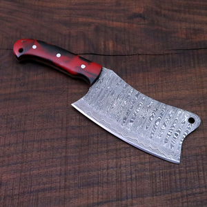 Cuchillo de Carnicero de Acero de Damasco Hecho a Mano con Mango de Resina y Funda de Cuero, Venta al por Mayor OEM ODM - Product Image 4