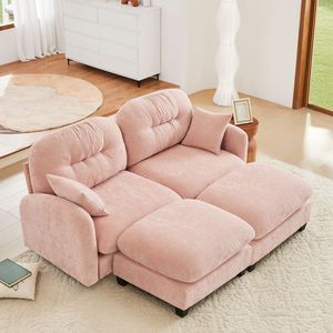 Divani Sezionali in Tessuto Chenille Premium con Cuscini Morbidi, Design Trapuntato e Plissettato, Alta Densità, Ergonomici per Soggiorno - Product Image 1