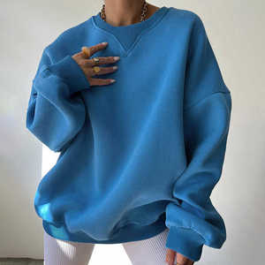 Sweat-shirt oversize à col rond pour femme, pull décontracté en molleton, épaules tombantes, streetwear, coupe ample - Product Image 2