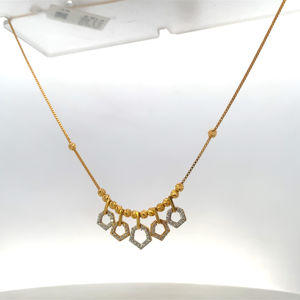 Chaîne en or 22 carats, pendentif géométrique moderne en or, bijoux de mariage indiens traditionnels, délicats - Product Image 5