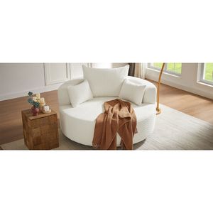 Poltrona Girevole a 360 Gradi con 3 Cuscini Rimovibili, Sedia Rotonda per Soggiorno, Camera da Letto, Ufficio - Product Image 5