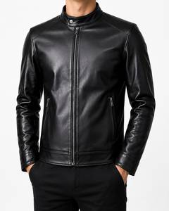 Veste d'hiver matelassée en cuir véritable pour homme de qualité supérieure - Coupe-vent, imperméable, confortable, douce, moderne, décontractée, vêtement d'extérieur de luxe - Product Image 1