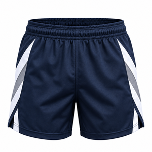 Men's Navy Blue Quick Dry Board <b>Shorts</b> With White Side Stripes Mid Waist Elastic Closure Casual Sport <b>Shorts</b> - Product Image 1