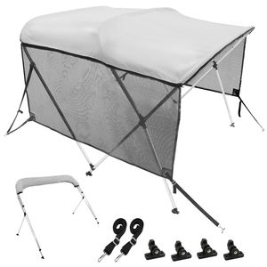 Tendalino Bimini a 3 Archi per Barca con Pareti Laterali in Rete Rimovibili, Telo in Poliestere 600D, Telaio in Lega di Alluminio da 1 Pollice, Borsa per il Trasporto - Nuovo - Product Image 1