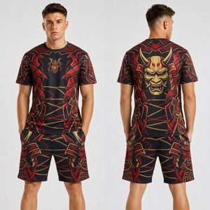 Ensemble de survêtements d'été professionnels pour hommes, motif éclairs bleus, protection UV, sublimation en polyester, shorts - Product Image 5