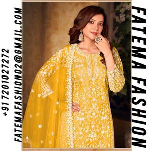 ชุดสาหรี่กะมีซผ้าตาข่ายปักลายหรูหราแบบใหม่สำหรับผู้หญิง พร้อมผ้าคลุมไหล่ สามารถปรับแต่งได้ ชุดแต่งงานสไตล์ปากีสถานอินเดียสำหรับผู้ใหญ่ - Product Image 2