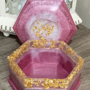 TIME 2 DECOR Resin Jewelry <b>Box</b>-Handmade High Quality Customizable <b>Grey</b> Geometric Design Bone Inlay <b>Storage</b> Packaging <b>Box</b> for - Product Image 1