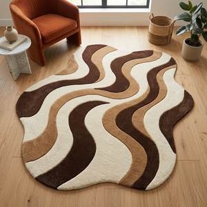 Alfombra de Lana Orgánica Tejida a Mano con Diseño de Guijarros de Río, Estilo Minimalista Zen, para Sala de Estar Japonesa - Product Image 3