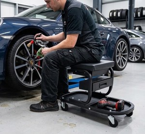 Rolling Mechanic Creeper Seat <b>with</b> Drawer, Tool Storage Tray, Garage <b>Stool</b> <b>with</b> <b>Wheels</b> Heavy Duty Workshop Cart GAPSTL006 - Product Image 1