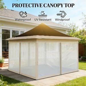 Abri de pluie marron, tente pergola pour jardins et terrasses, auvent de jardin et gazebo - Product Image 4
