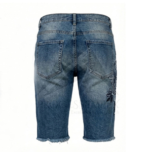<b>Mens</b> Rhinestone Denim Shorts Cotton Jean Shorts Crystal <b>Studded</b> Streetwear Fashion OEM Process Impex - Product Image 2