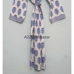 ผู้ผลิตเสื้อคลุมกิโมโนผ้าฝ้ายอินเดียแท้ 100% แบบแฮนด์บล็อก สำหรับผู้หญิง ออกแบบโดยดีไซเนอร์ เสื้อคลุมกิโมโนยาว - Product Image 5