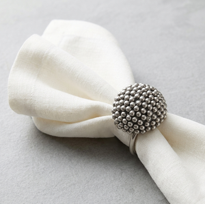 Elegante Anillo para Servilletas de Metal en Tono Plateado con Diseño Intrincado de Textura de Burbujas, Decoración Moderna y Minimalista para Mesa de Comedor para Fiestas - Product Image 1