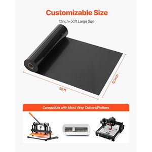 Rotolo di Vinile Termotrasferibile Nero Lucido 12 pollici x 50 piedi, Facile da Tagliare e Sverniciare, Forte Adesione per Accessori di Abbigliamento, Compatibile con Applicazioni a Caldo - Product Image 6