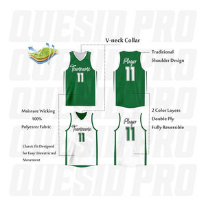 Maillots de basket respirants sur mesure, grande taille, haute qualité, réversibles, logo couleur personnalisé, impression par sublimation numérique, vente en gros - Product Image 2