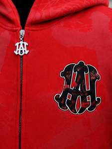 Men's <b>Red</b> Hooded Zip-Up ODM/OEM Wholesale Puls Size Men's <b>Hoodies</b> Full Zip up Custom Print logo <b>Hoodie</b> for Man and Women - Product Image 6