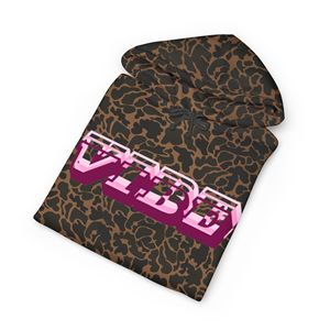 Sweat à capuche personnalisé pour femme avec logo, imprimé camouflage ou motif léopard, coupe oversize en polaire, impression sérigraphique sur mesure - Product Image 3