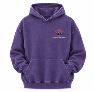 Sudadera con capucha morada personalizada al por mayor, unisex, oversize, estilo streetwear, con bolsillo canguro y puños acanalados - Product Image 3
