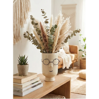 Vase en céramique brillante fait main 20 cm, pot de fleurs moderne minimaliste, sculpture artisanale indienne, pot de fleurs de table, décoration de salon