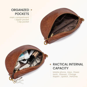 Sac banane double en cuir PU fait main toutes saisons, pour hommes et femmes, accessoire de mode, durable et léger - Product Image 5