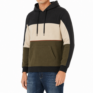 Custom American Streetwear Color Block <b>Hoodie</b> Heavyweight Fleece Pullover for <b>Men</b> OEM Private Label Manufacturer Wholesale - Product Image 1
