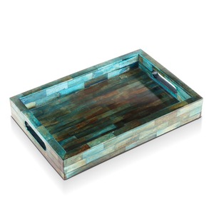 Bone Inlay Wooden Storage Tray Rectangle Serving Platter Decorative Organizer for Vanity Bathroom Kitchen Tabletop - Product Image 4