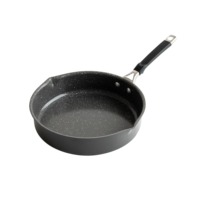 Poêle ronde antiadhésive avec poignée en acier inoxydable et base en aluminium pour cuisinière à gaz et à induction, lavage à la main uniquement