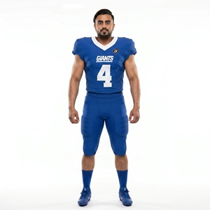 Wholesale Custom Printed Blue V-Neck American Football Jersey Polyester <b>Mesh</b> Youth Uniform Team Name Moisture Wicking OEM - Product Image 1