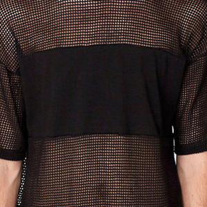 T-shirt de sport pour homme en mesh noir de haute qualité, manches courtes, pour la musculation et l'entraînement, prix de gros - Product Image 5