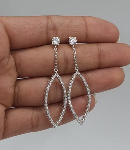 1.50 Ct Lab Grown Diamond Round Brilliant Cut 14K Gold Open Dangle <b>Earrings</b> Elegant Fine Jewelry Gift Women Party Minimalist - Product Image 4