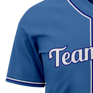 Camiseta de Béisbol Azul Claro de Manga Corta con Botones, Uniforme de Equipo Personalizado, Camisa Deportiva Transpirable de Poliéster - Product Image 4