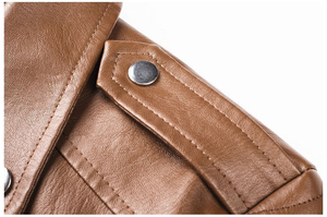 New Stylish Casual Coated Winter Wear Leather <b>Jackets</b> <b>Men</b> Stand Zipper Closure Breathable Plus Sized Wholesale - Product Image 4