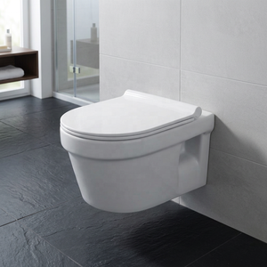 WC suspendu rond moderne en céramique, motif marbre, sanitaires de salle de bain haut de gamme - Product Image 1