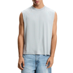 เสื้อกล้ามคอกลมสีฟ้าอ่อนสำหรับผู้ชาย ผ้าถักสีพื้น สวมใส่สบายๆ - Product Image 1