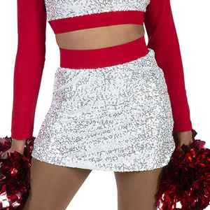 Haut et jupe de cheerleading pour femmes, coupe raglan, manches longues, design imprimé personnalisé de haute qualité, 100 % polyester - Product Image 3
