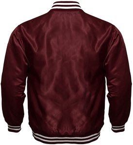 Wholesale High Quality Blank <b>White</b> Satin Varsity <b>Jacket</b> <b>Men</b> Custom Plain Snap Button Letterman <b>Jacket</b> - Product Image 4