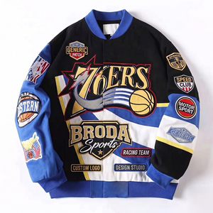 Custom Fashion Cotton Breathable Sustainable <b>Racing</b> <b>Jacket</b> Men Streetwear Outerwear Embroidered Logos Summer Winter Street Motor - Product Image 1