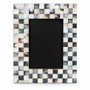 Marco de Fotos con Incrustaciones de Madreperla y Patrón de Mosaico en Blanco y Negro, Proveedor Mayorista de Decoración para el Hogar - Product Image 1
