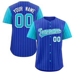 Sweat-shirt imprimé personnalisé pour uniforme de baseball, T-shirt élégant à blocs de couleur, Maillot de baseball à rayures fines avec logo et nom brodés, séchage rapide - Product Image 5