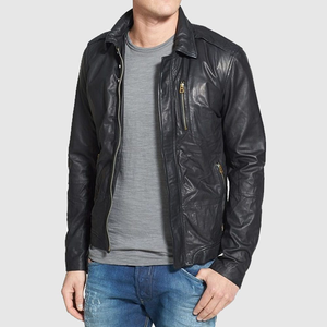 Classic College Style Vintage Varsity Leather <b>Jacket</b> Stand Collar Hooded Breathable for Brown Dark Brown for Men - Product Image 1