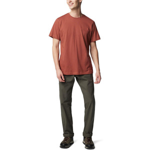 Camiseta de Manga Corta con Cuello Redondo para Hombre, Color Rojo, Poliéster/Algodón, Corte Regular, Estilo Informal, Color Sólido, Tejido de Punto, Diseño Digital Ecológico - Product Image 1