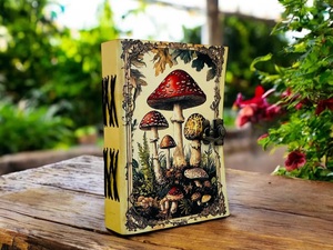 Herb Heritage Pilzleder-Tagebuch Handgefertigtes Buch Schatten Vintage Grimoire Notizbuch Fadenheftung Büttenrandpapier Zauberbuch - Product Image 3