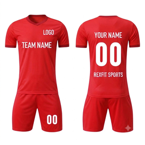 Maillot de football pour homme REXFIT SPORTS, manches courtes, col en V, séchage rapide, nom et numéro personnalisés, vêtements d'équipe, taille adulte, maillot de sport - Product Image 4