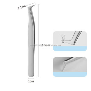 Venta al por mayor de pinzas de pestañas de acero inoxidable con logotipo personalizado Punta de injerto pinzas de extensión de pestañas aplicador de alta belleza OEM - Product Image 4