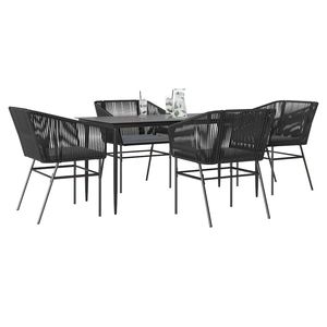 Set da Pranzo da Giardino in Rattan Nero per 4 Persone, Struttura in Metallo, Resistente alle Intemperie, Arredamento da Esterno dal Design Contemporaneo - Product Image 1