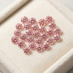 Diamant rond brillant rose vif fantaisie RAAMAA, cultivé en laboratoire, percé au laser, en vrac, taille personnalisée disponible, vente en gros directe usine - Product Image 1