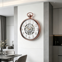Reloj de pared con engranajes móviles de 18 pulgadas, con forma de reloj de bolsillo de plástico y engranajes giratorios reales para decoración vintage del hogar.
